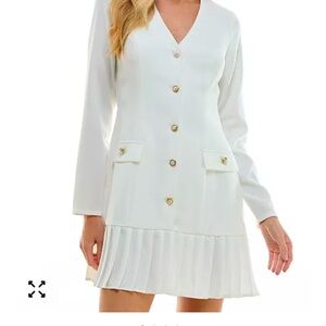 Macy's White Long Sleeve Button Dress